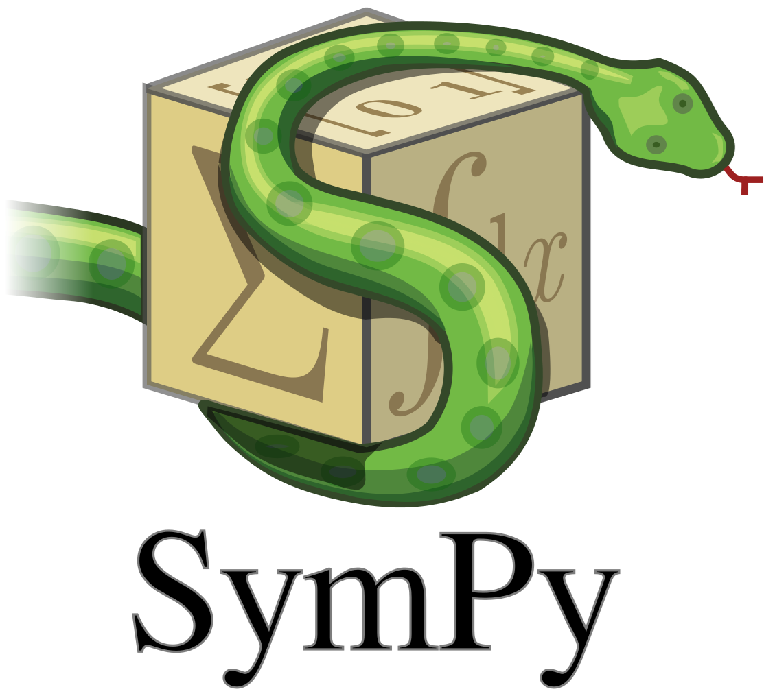 SymPy official logo of a snake coiled around a cube with mathematical symbols